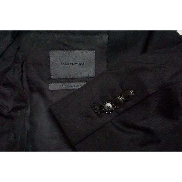 John Varvatos Solid Black 100% Wool Sport Coat Jacket Sz 38 Brand New